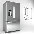 Stainless Steel French Door Refrigerator Freezer With Drawer And Dimension Details