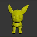 3D Orange Creature Character Standing With Large Ears Fluffy Collar And White Tipped Tail