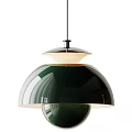Modern Pendant Lights in Green White Black with Smooth Dome Shade