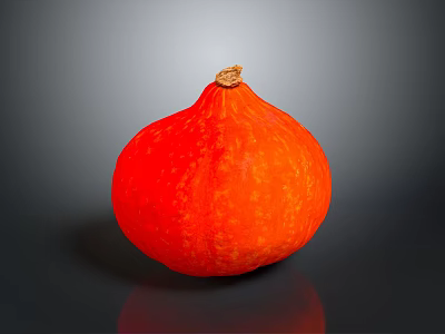 Vibrant Fresh Orange Pumpkin With Round Shape Smooth Texture On Dark Background 3d model