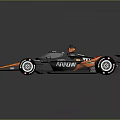 Formula Race Car With Sleek Aerodynamic Design Orange Blue Livery And Sponsor Logos