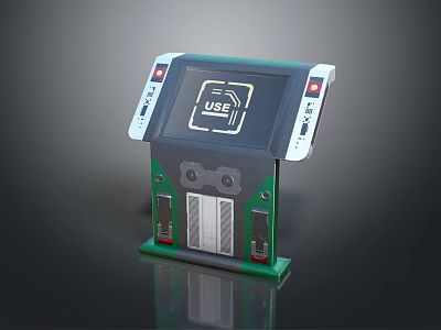 Smart Machine With Modern Design Interactive Screen Displaying USE And Side Control Panels 3d model