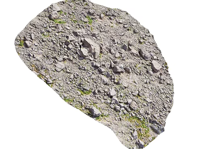 Rough Outdoor Natural Ground With Gravel Grass Dirt And Scattered Stones 3d model