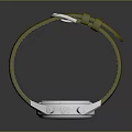 Stylish Watch Back Design With Silver Metal Case And Green Leather Strap