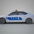 White Driving Test Functional Vehicle With Roof Warning Light And Blue Markings