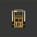 Red Black Industrial Forklift With Yellow Safety Cage And Platform