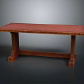 Solid Wooden Table With Rectangular Smooth Top And Sturdy Brown Legs Design