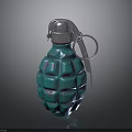 Green Grenade With Diamond Pattern Surface And Silver Fuse Pull Ring