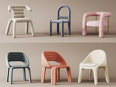 Modern Single Chairs With Sleek Lines And Various Color Options For Home Decor 3d model