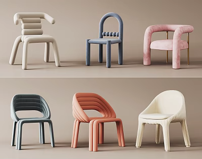 Modern Single Chairs With Sleek Lines And Various Color Options For Home Decor 3d model