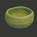 Hand Carved Wooden Basket With Intricate Woven Texture Round Artisan Design