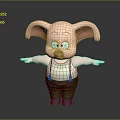 Cartoon Pink Pig With Big Ears Wearing Green Overalls Blue Shoes And Outstretched Arms