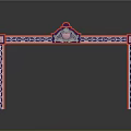 Ornate Decorative Archway With Red Border And Symmetric Patterns Top Circular Ornament And Intricate Designs