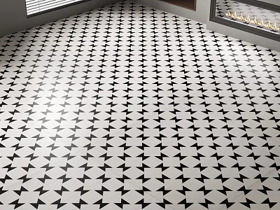 Black and White Arrow Pattern Floor Tiles with Geometric Design for Modern Interior Spaces 3d model