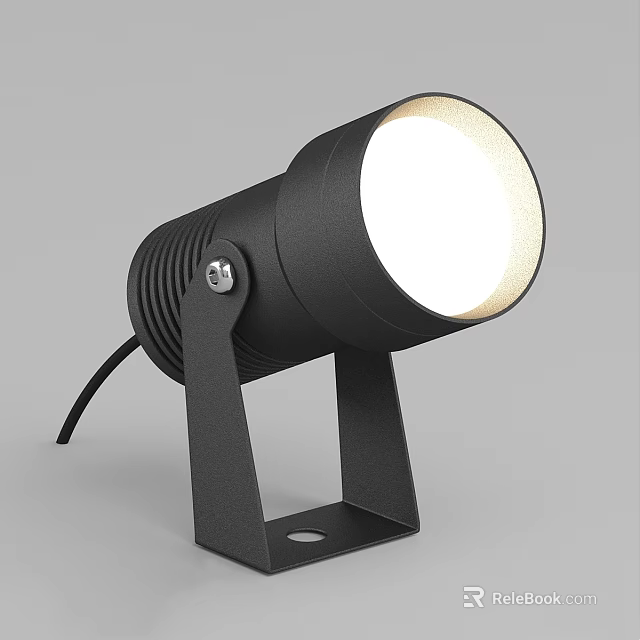 Black Outdoor Spot Light with Sturdy Bracket Design and Bright White Illumination in Modern Style 3d model 