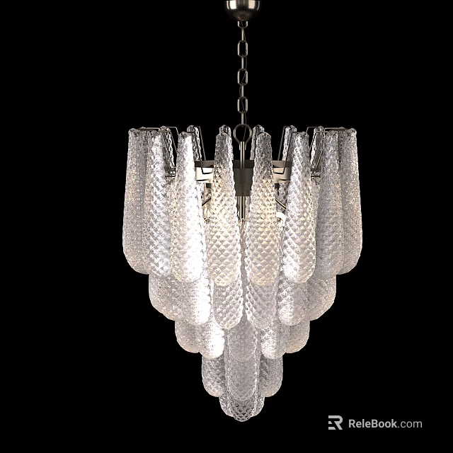 Elegant Modern Glass Chandelier With Transparent Multi Layer Shades For Interior Decor 3d model 