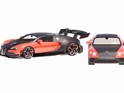 Black and Orange Sports Car and Red Sedan Exterior Design and Color Combination 3d model