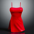 Stylish Red Spaghetti Strap Dress With Fitted Waist And Flowing Skirt