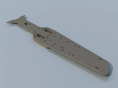 3D Printed Boat Model Hull With Gray Structure And Multiple Holes Design 3d model