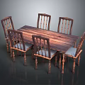 Classic Wooden Dining Table Set with Slatted Back Chairs for Home Dining Area