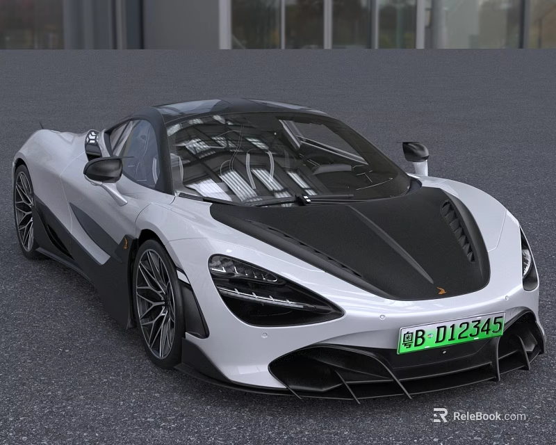 Luxury Sports Car With White And Black Exterior Carbon Fiber Accents And Modern Sleek Design 3d model 