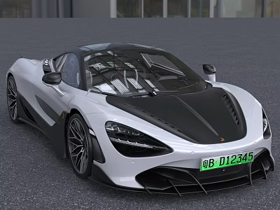 Luxury Sports Car With White And Black Exterior Carbon Fiber Accents And Modern Sleek Design 3d model
