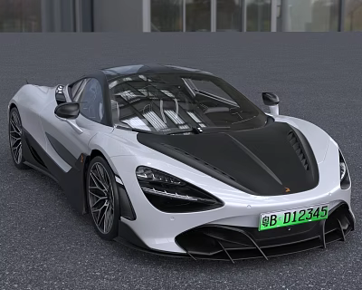 Luxury Sports Car With White And Black Exterior Carbon Fiber Accents And Modern Sleek Design 3d model