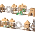 Wooden expansion park non-standard features expansion park crawl amusement park children's park amusement park amusement sketch 3d model