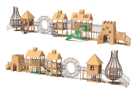 Wooden expansion park non-standard features expansion park crawl amusement park children's park amusement park amusement sketch 3d model