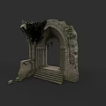 Rustic Detached Villa Entrance Featuring Stone Archway Steps And Climbing Plants