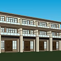 Classic Townhouse Exterior Design With Multiple Units Wooden Doors Large Windows And Lawn