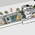Modern Garden Landscape Design With Architectural Structures Water Features And Greenery