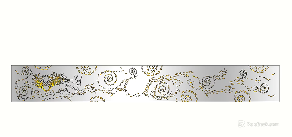 Elegant Wall Decor With Intricate Spiral Patterns And Gold Accents On White Background 3d model 