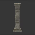 Three Decorative Stone Pillars With Unique Designs And Architectural Details 3d model
