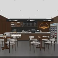 Modern Warm Coffee Specialty Store Interior With Comfortable Seating Area And Functional Service Counter