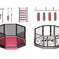 MMA Training Equipment With Octagon Cage Hanging Punching Bags And Fitness Gear