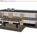 Modern Two Story Detached Villa With Large Glass Windows Balcony And Garage
