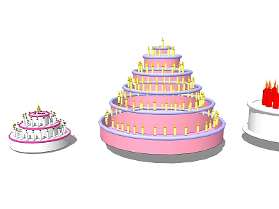Modern Cake Food Beverage Dessert Cake Birthday Cake Candle 3d model