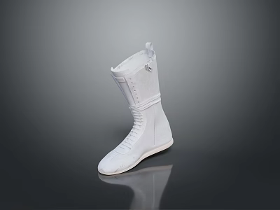 White High Top Sneakers With Sleek Design Laces And Reflective Finish 3d model