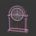 Wooden Mantel Clock With Arched Top White Dial And Golden Decorative Patterns