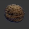 Whole Natural Walnut With Brown Textured Shell On Dark Background