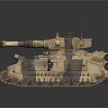 Modern Military Tank With Desert Camouflage Armor And Detailed Cannon Turret