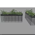 Stylish Metal Grid Rectangular Planter Boxes With Lush Green Plants For Outdoor Garden Landscape Decoration
