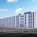 Modern Industrial Factory Building Exterior With Multi Storey Structure And Landscaping