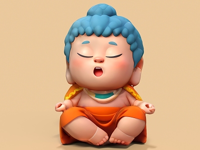 Hand-made Monk Blind Box Jewelry Doll Props Cute Monk Cute Doll Game Character Decorations 3d model