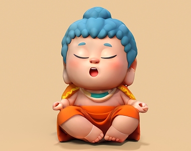 Hand-made Monk Blind Box Jewelry Doll Props Cute Monk Cute Doll Game Character Decorations 3d model