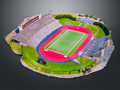 Stadium Sports Equipment Including Seating Running Track Lighting And Scoreboard Facilities 3d model