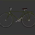 Vintage Green Bicycle Featuring Brown Seat Classic Large Wheels And Retro Design