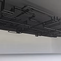 Exposed Black Metal Pipes Ceiling Arrangement In Modern Industrial Space