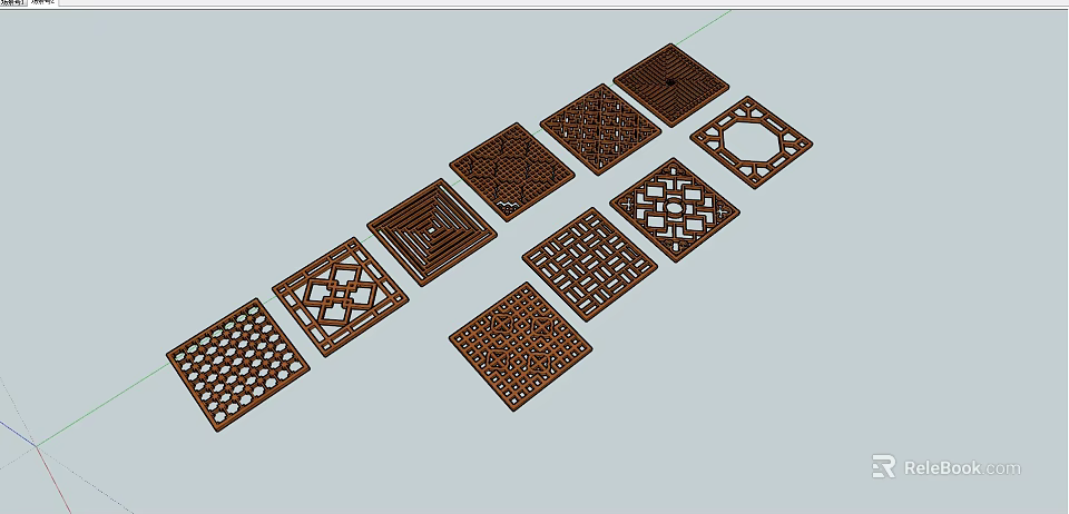 Square Brown Room Dividers Featuring Intricate Hollow Out Patterns And Designs 3d model 